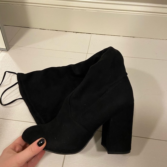 Over the knee black suede Steve Madden boots - Picture 3 of 4